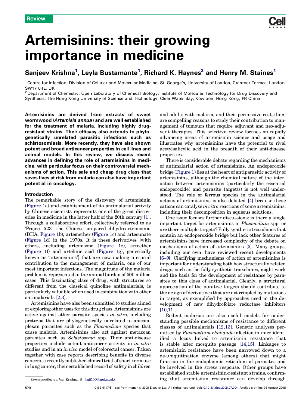 Artemisinins: their growing importance in medicine