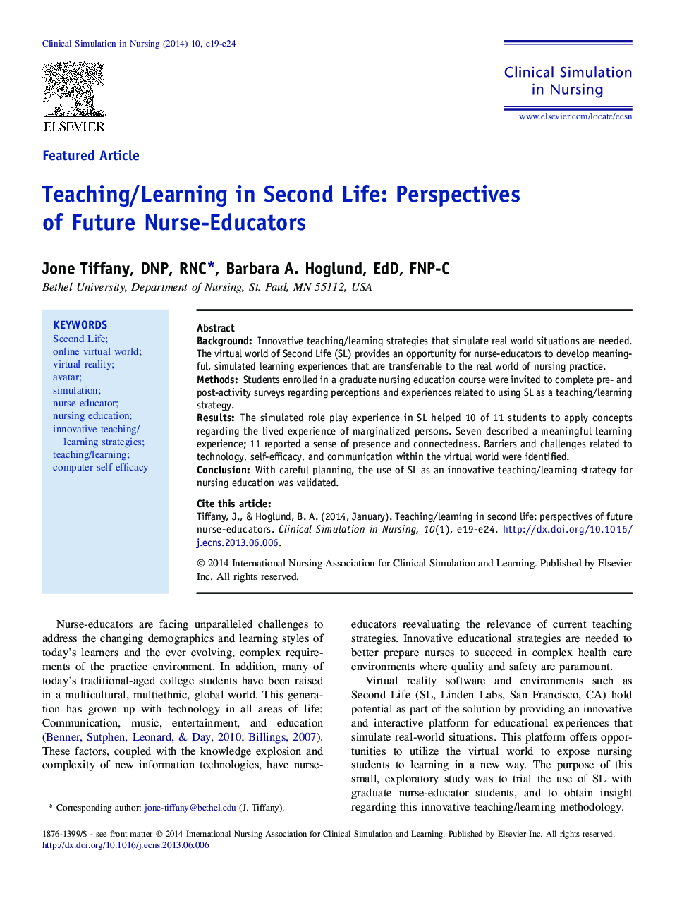 آموزش و یادگیری در زندگی دوم: چشم انداز پرستار آینده معلمان 