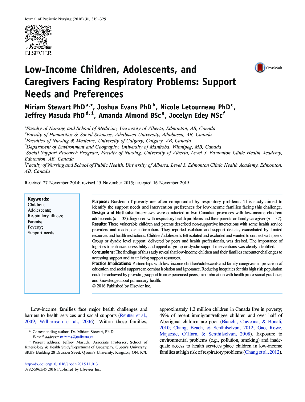 کودکان، نوجوانان و مراقبای با درآمد پایین با مشکل تنفسی: نیازمندی ها و ترجیحات حمایت 