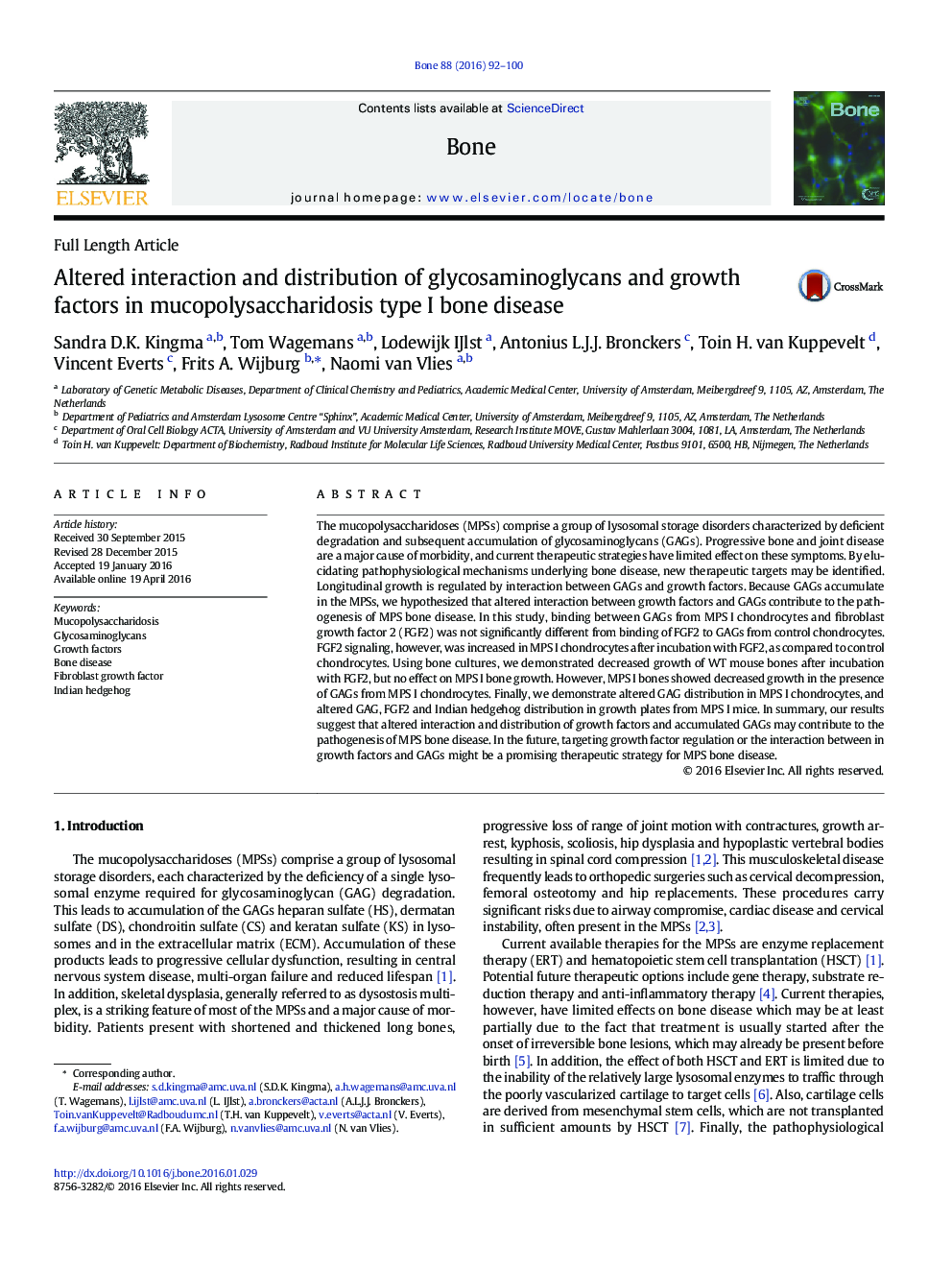 تعامل جبری و توزیع گلیکواسامینو گلیکان ها و عوامل رشد در بیماری های نوع 1 استخوانی موکوپلیساکاریدوز 
