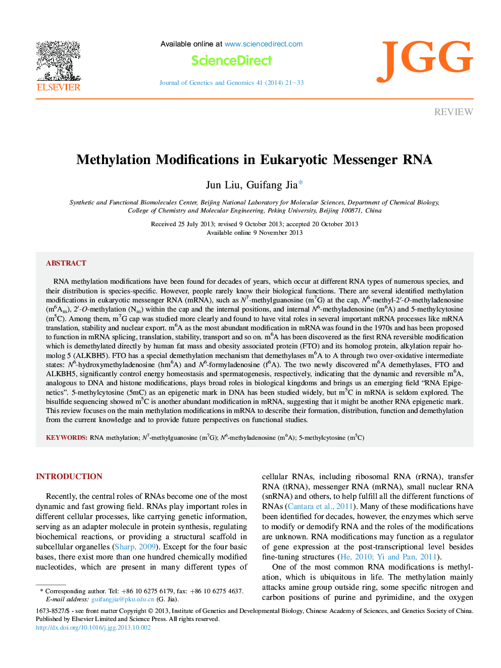 Methylation Modifications in Eukaryotic Messenger RNA