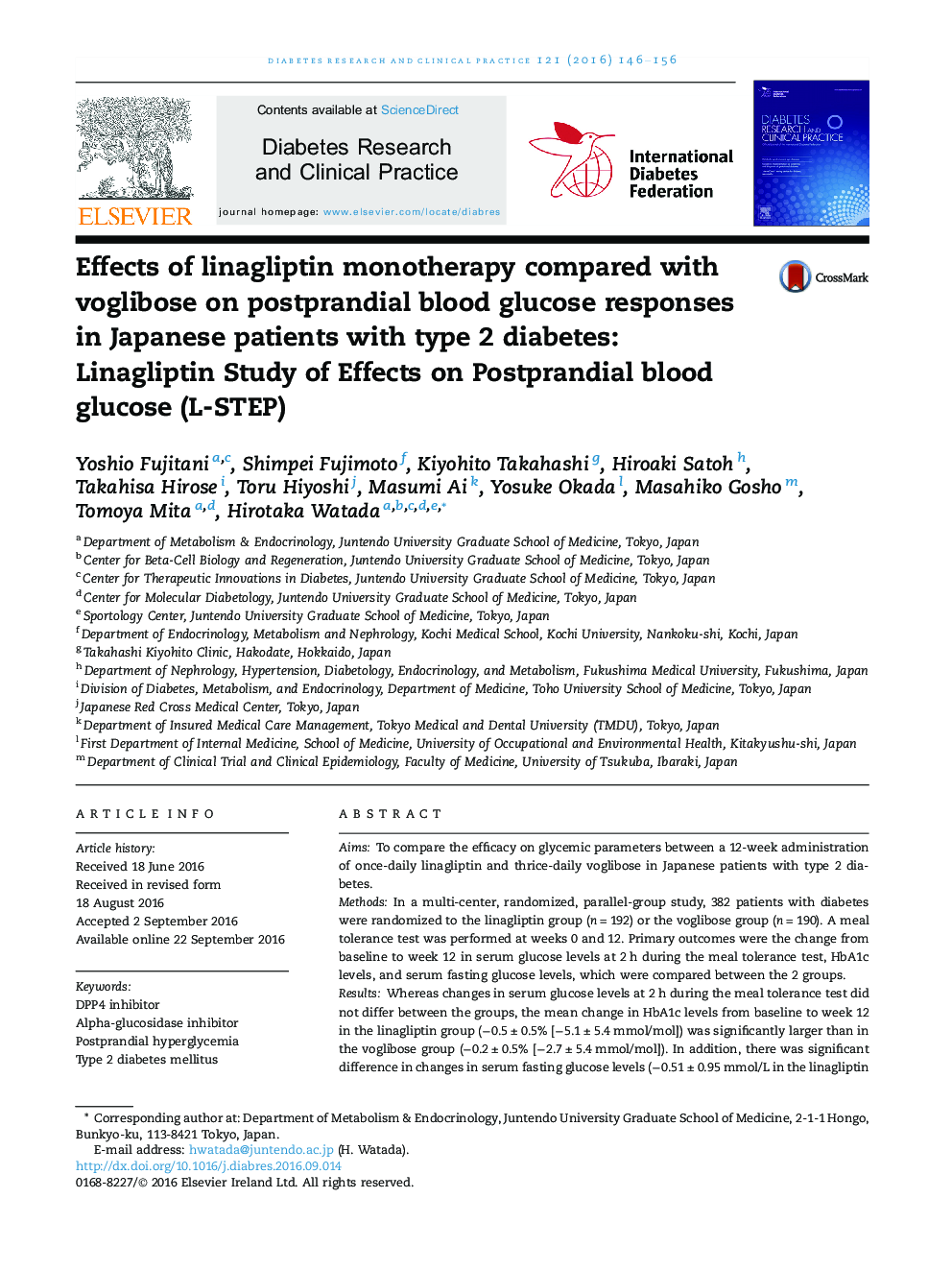 Effects of linagliptin monotherapy compared with voglibose on postprandial blood glucose responses in Japanese patients with type 2 diabetes: Linagliptin Study of Effects on Postprandial blood glucose (L-STEP)