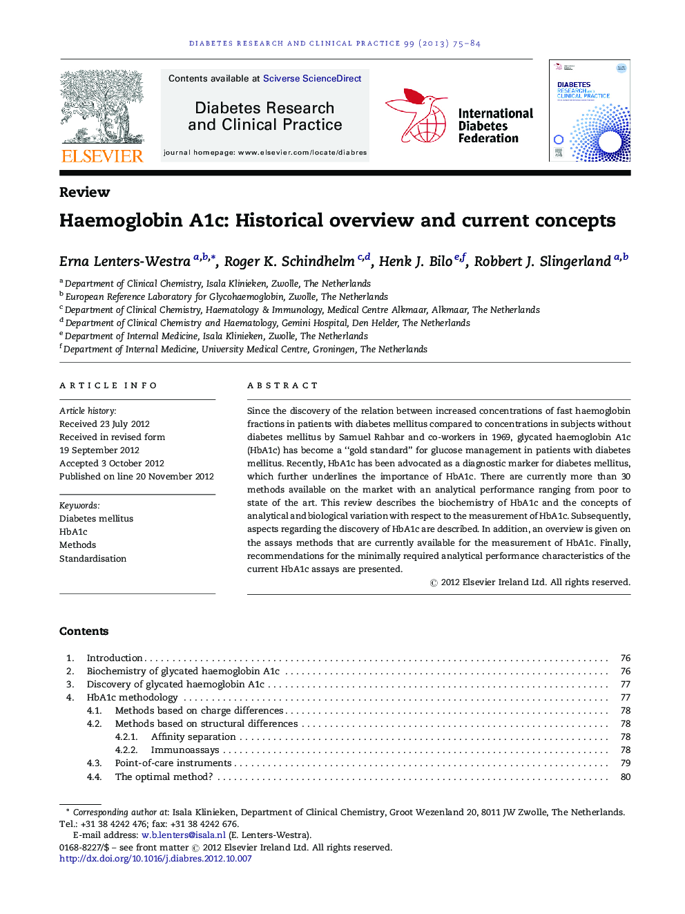 Haemoglobin A1c: Historical overview and current concepts