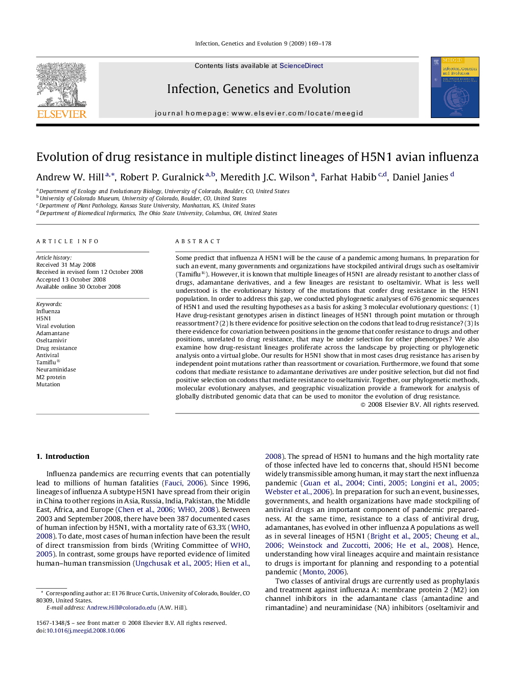 Evolution of drug resistance in multiple distinct lineages of H5N1 avian influenza