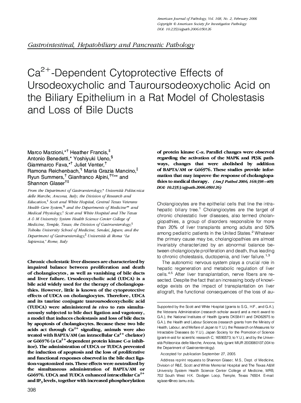 Ca2+-Dependent Cytoprotective Effects of Ursodeoxycholic and Tauroursodeoxycholic Acid on the Biliary Epithelium in a Rat Model of Cholestasis and Loss of Bile Ducts