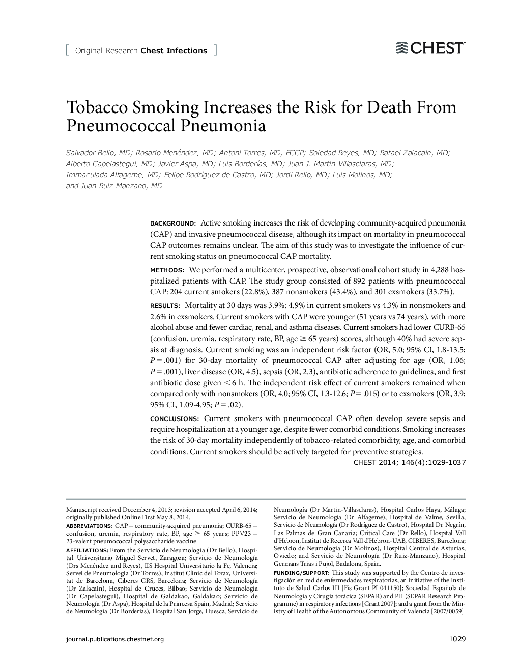 سیگار کشیدن سیگار باعث افزایش خطر مرگ ناشی از پنوموکوک پنومونی می شود 