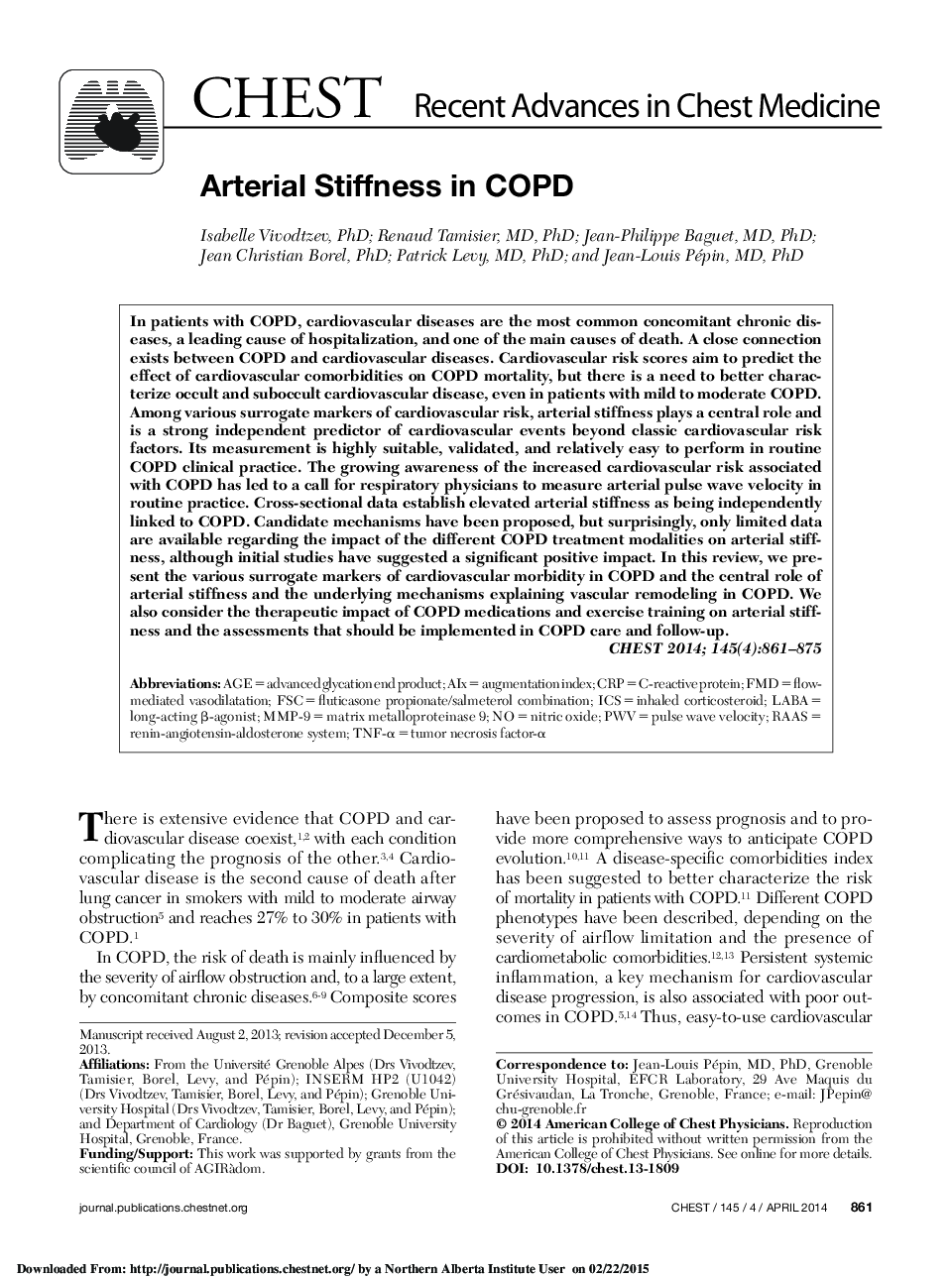 Arterial Stiffness in COPD