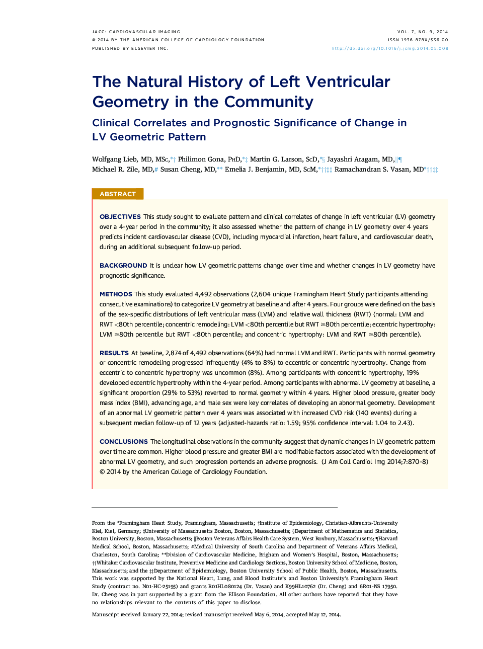 The Natural History of Left Ventricular Geometry in the Community: Clinical Correlates and Prognostic Significance of Change in LVÂ Geometric Pattern