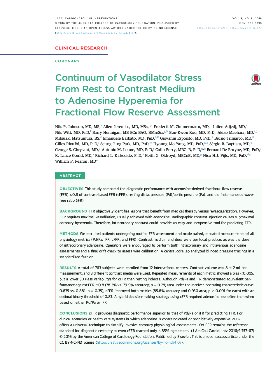 Continuum of Vasodilator Stress FromÂ Rest to Contrast Medium toÂ Adenosine Hyperemia for FractionalÂ Flow Reserve Assessment