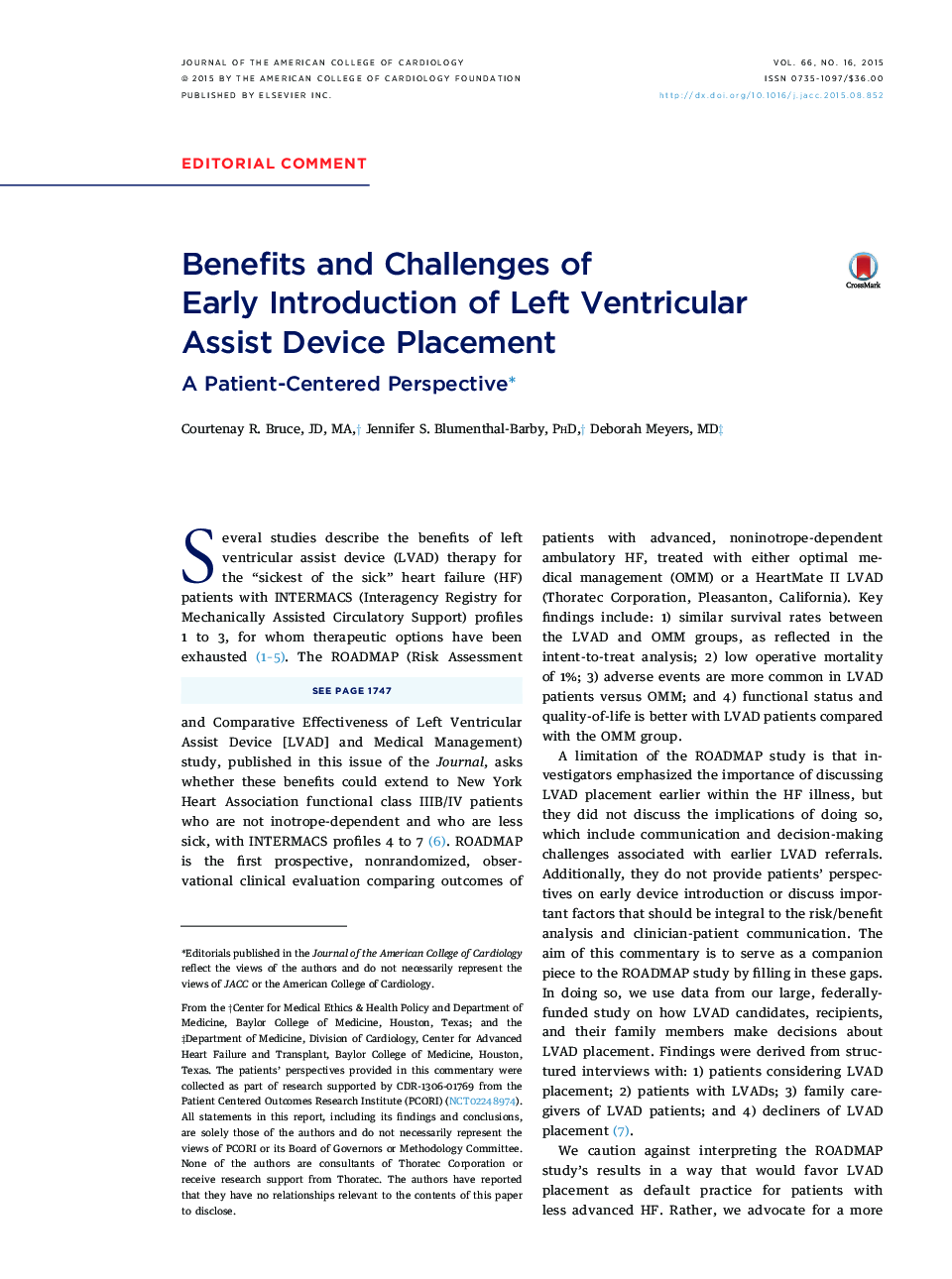Benefits and Challenges of Early Introduction of Left Ventricular AssistÂ Device Placement