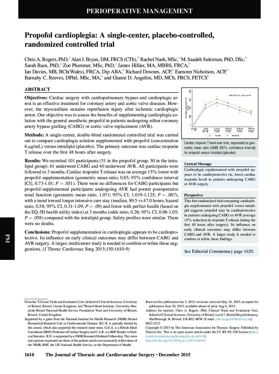 Propofol cardioplegia: A single-center, placebo-controlled, randomized controlled trial