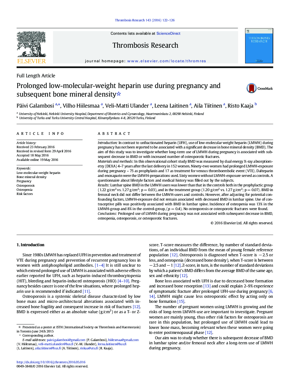 Prolonged low-molecular-weight heparin use during pregnancy and subsequent bone mineral density