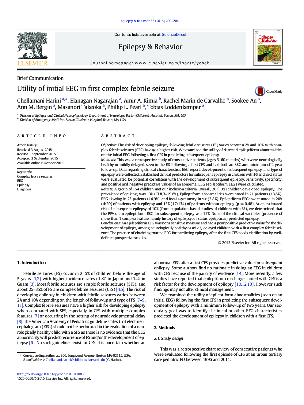 Utility of initial EEG in first complex febrile seizure