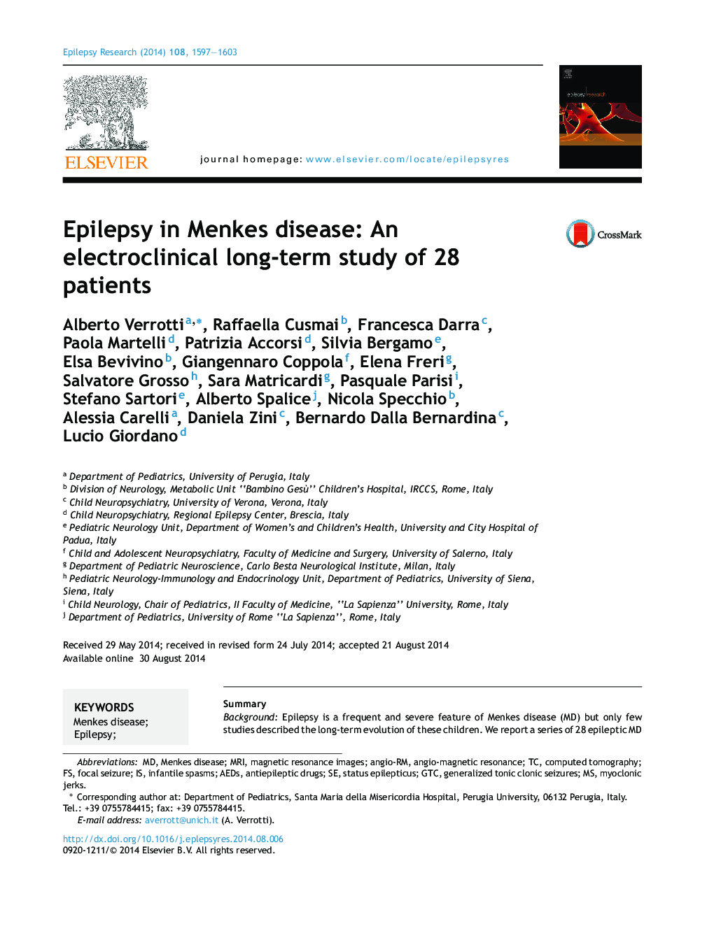 صرع در بیماری مینک: یک بررسی طولانی مدت الکتروکولوژیک از 28 بیمار 