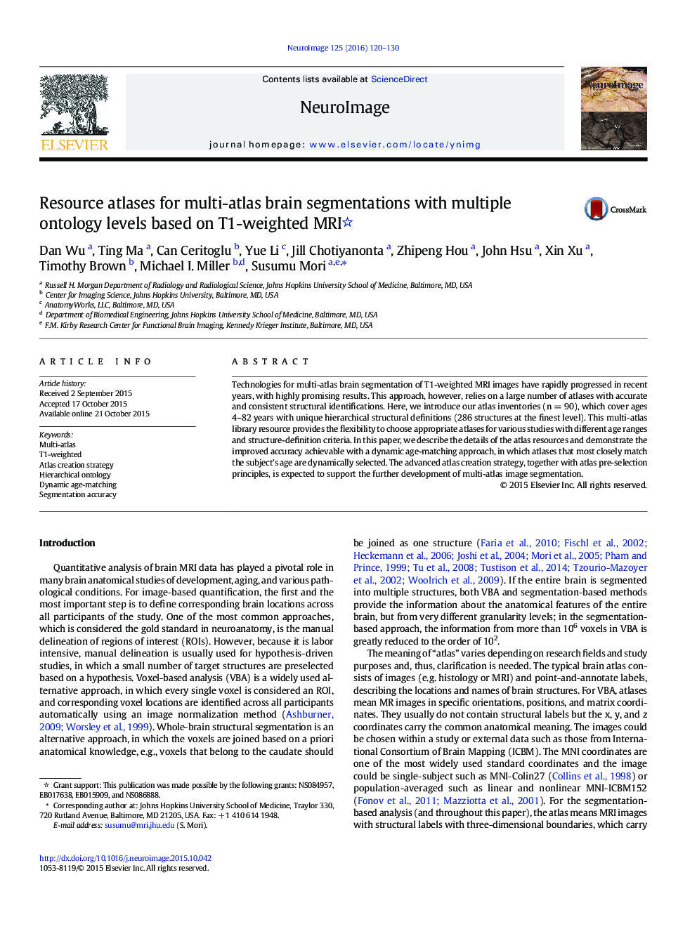 Resource atlases for multi-atlas brain segmentations with multiple ontology levels based on T1-weighted MRI