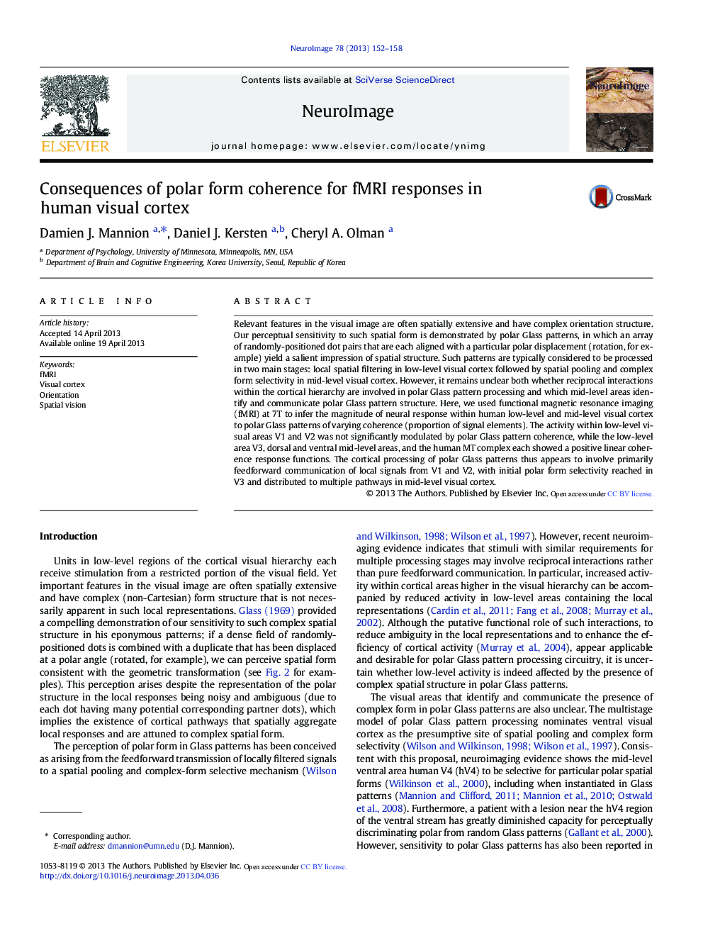 Consequences of polar form coherence for fMRI responses in human visual cortex