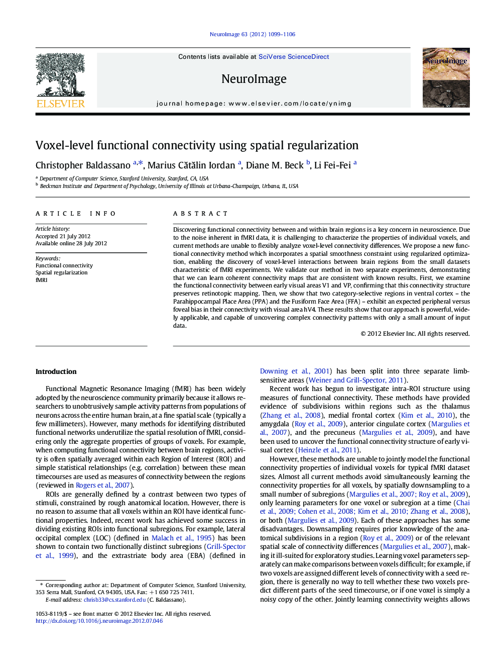 Voxel-level functional connectivity using spatial regularization
