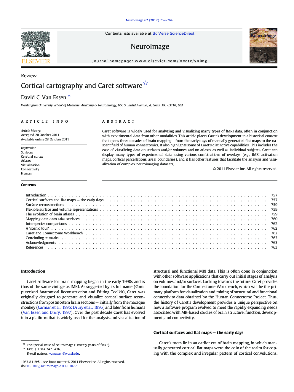 Cortical cartography and Caret software