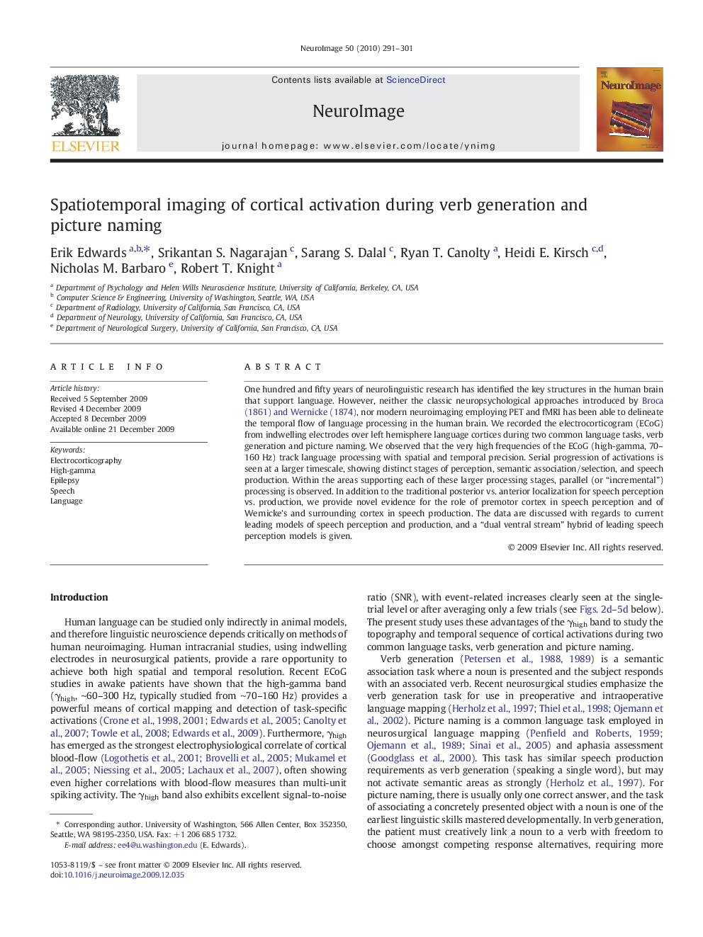 Spatiotemporal imaging of cortical activation during verb generation and picture naming