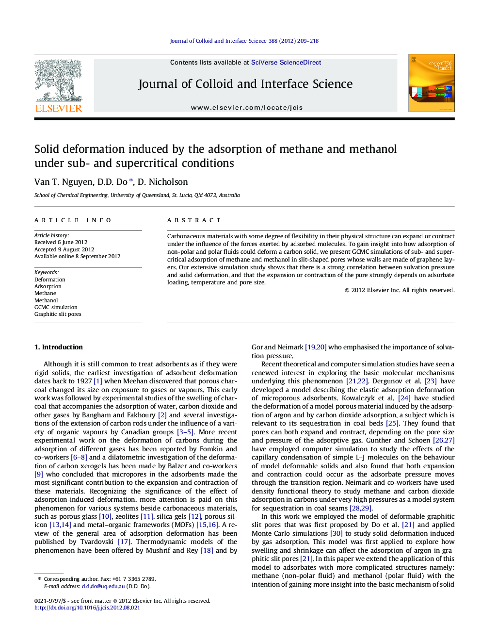 Solid deformation induced by the adsorption of methane and methanol under sub- and supercritical conditions