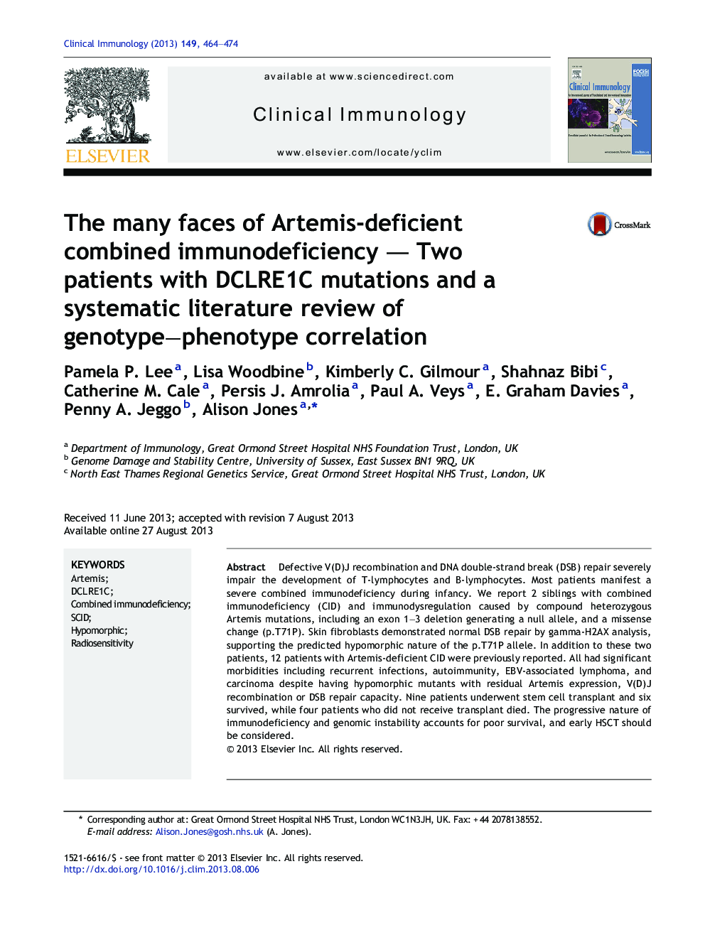 The many faces of Artemis-deficient combined immunodeficiency - Two patients with DCLRE1C mutations and a systematic literature review of genotype-phenotype correlation