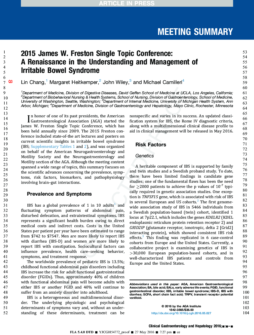 2015 جیمز وات. فستون کنفرانس تنها موضوع: رنسانس در درک و مدیریت سندرم روده تحریک پذیر 