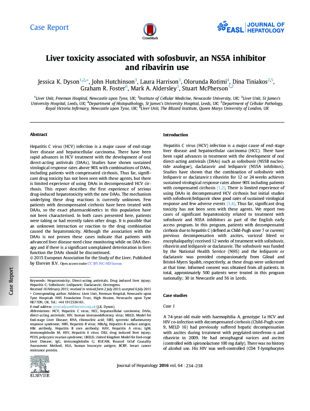 Case ReportLiver toxicity associated with sofosbuvir, an NS5A inhibitor and ribavirin use