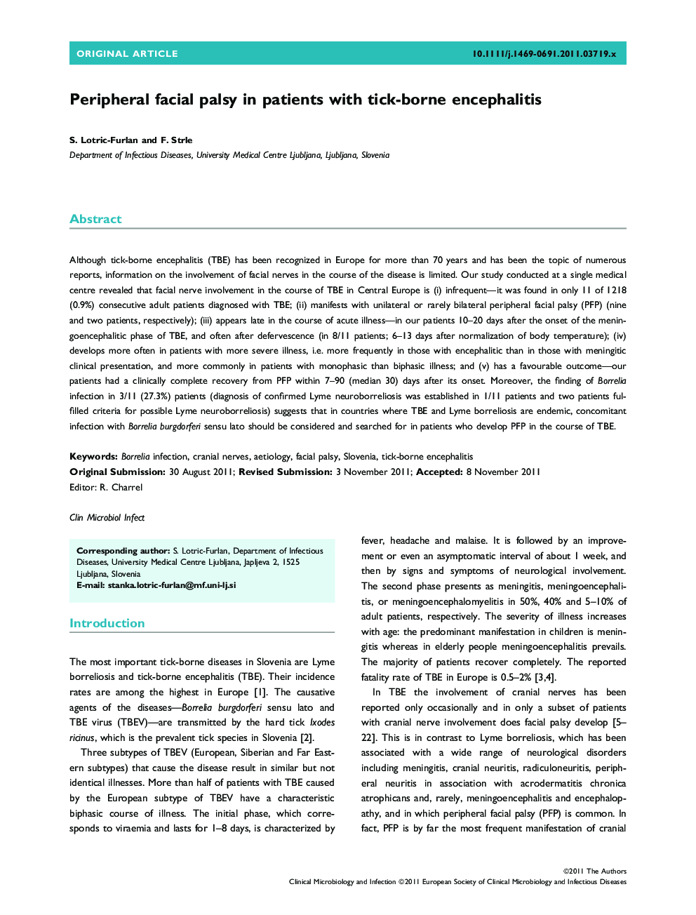 Peripheral facial palsy in patients with tick-borne encephalitis