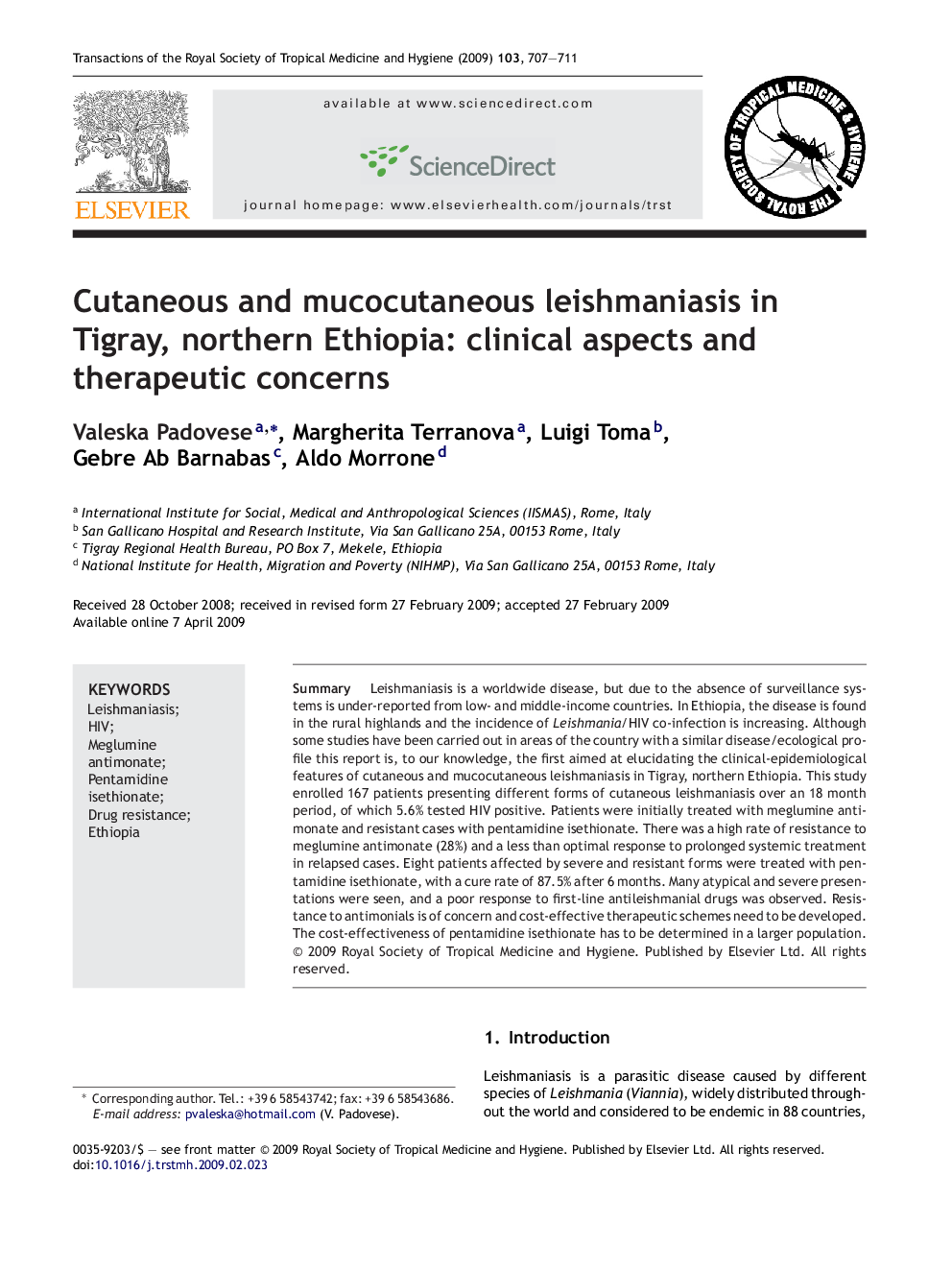 Cutaneous and mucocutaneous leishmaniasis in Tigray, northern Ethiopia: clinical aspects and therapeutic concerns
