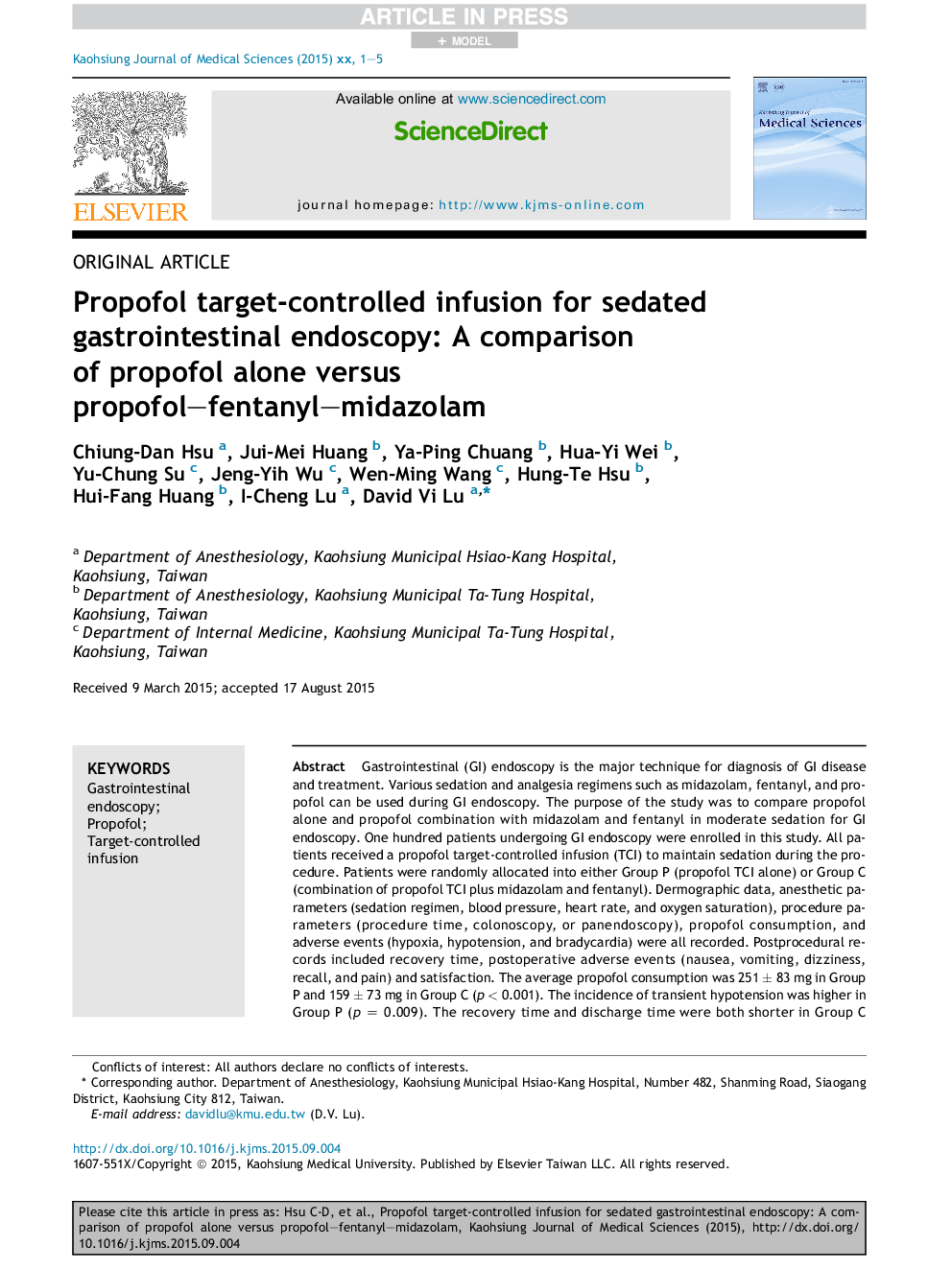 انفوزیون پروپوفول هدف برای اندوسکوپی دستگاه گوارش مضر: مقایسه پروپوفول به تنهایی در مقابل پروپوفول-فنتانیل-میدازولام 