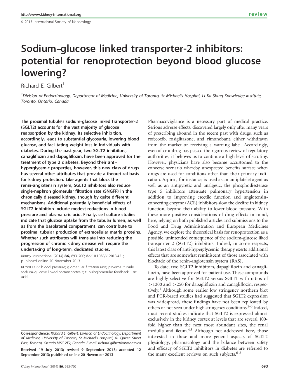 مهار کننده های حملونقل 2-گلوکز سدیم: پتانسیل محافظت از رینوپلاستی در مقایسه با کاهش قند خون؟ 