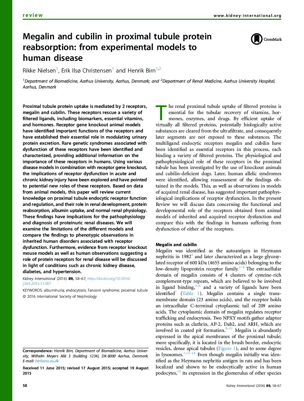 مگالین و کوبیلیین در پروبیال پروگزیمال پروتئین جذب: از مدل های تجربی به بیماری انسانی 