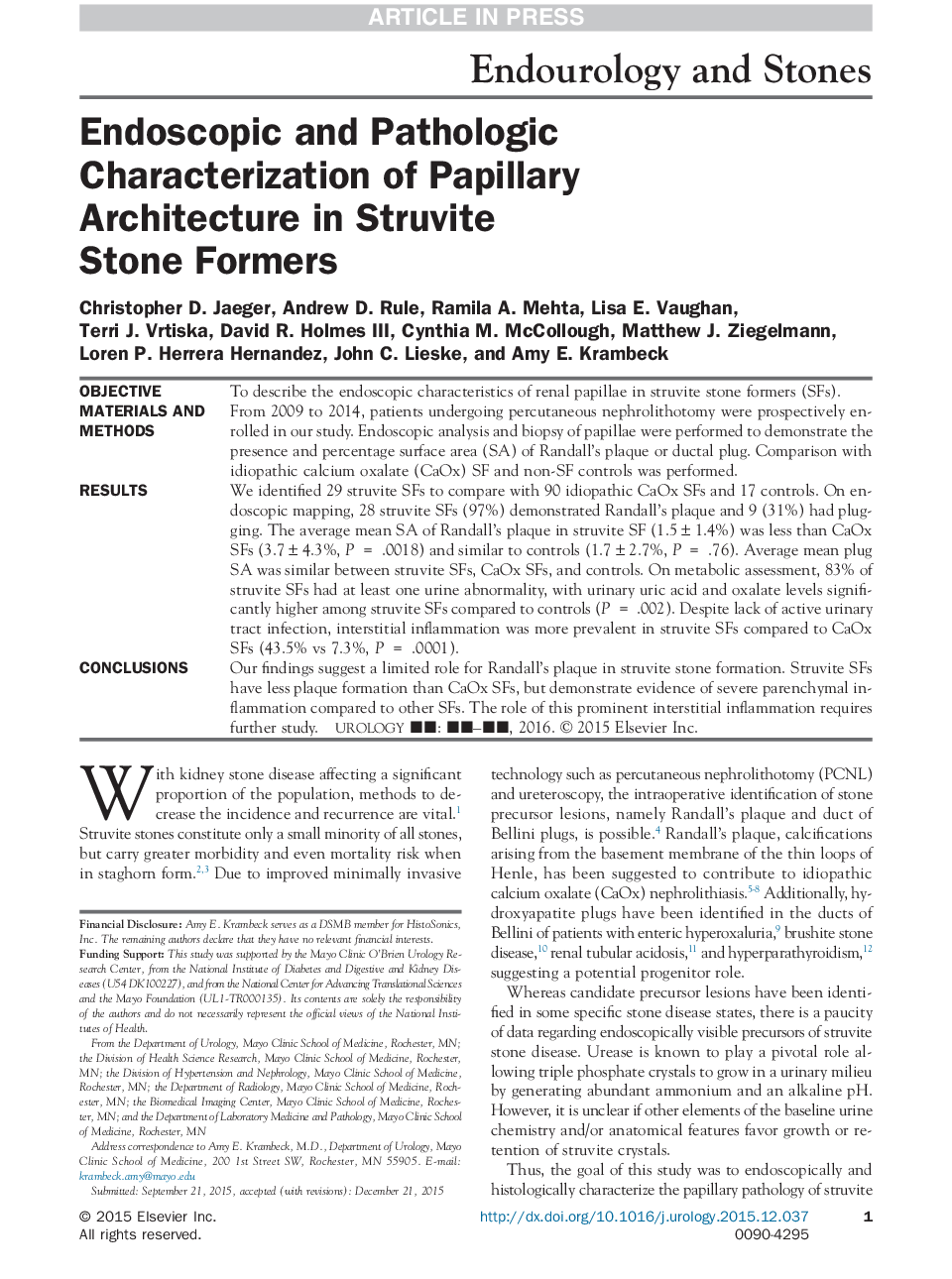 تشخیص آندوسکوپی و آسیب شناختی معماری پاپیلاری در فرمول های سنگی استروویوت 