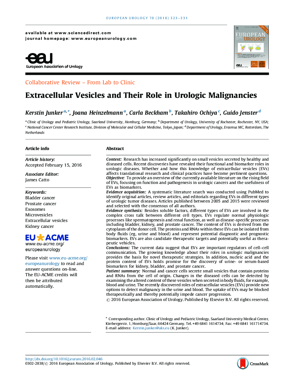 Extracellular Vesicles and Their Role in Urologic Malignancies