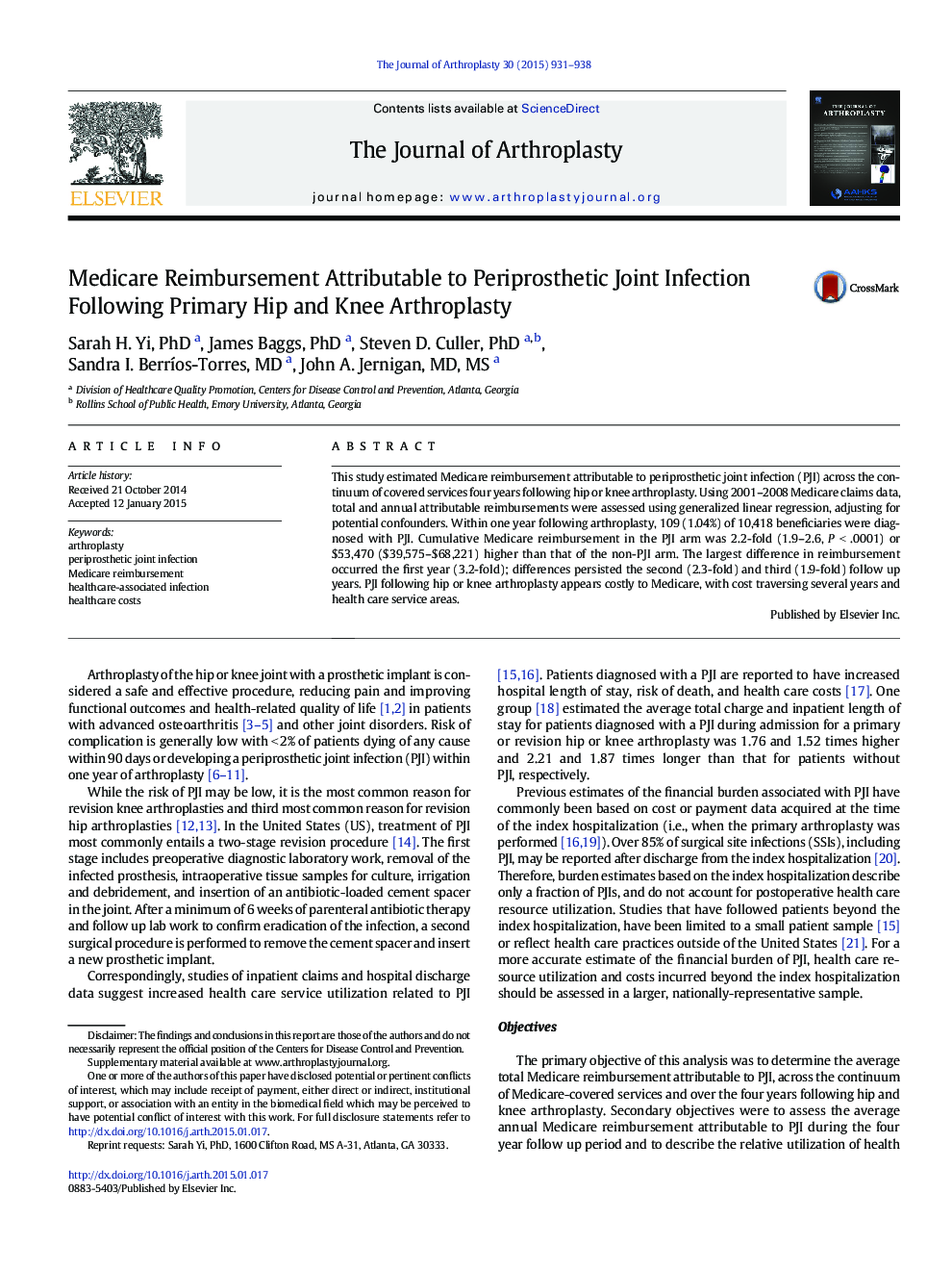 Medicare Reimbursement Attributable to Periprosthetic Joint Infection Following Primary Hip and Knee Arthroplasty