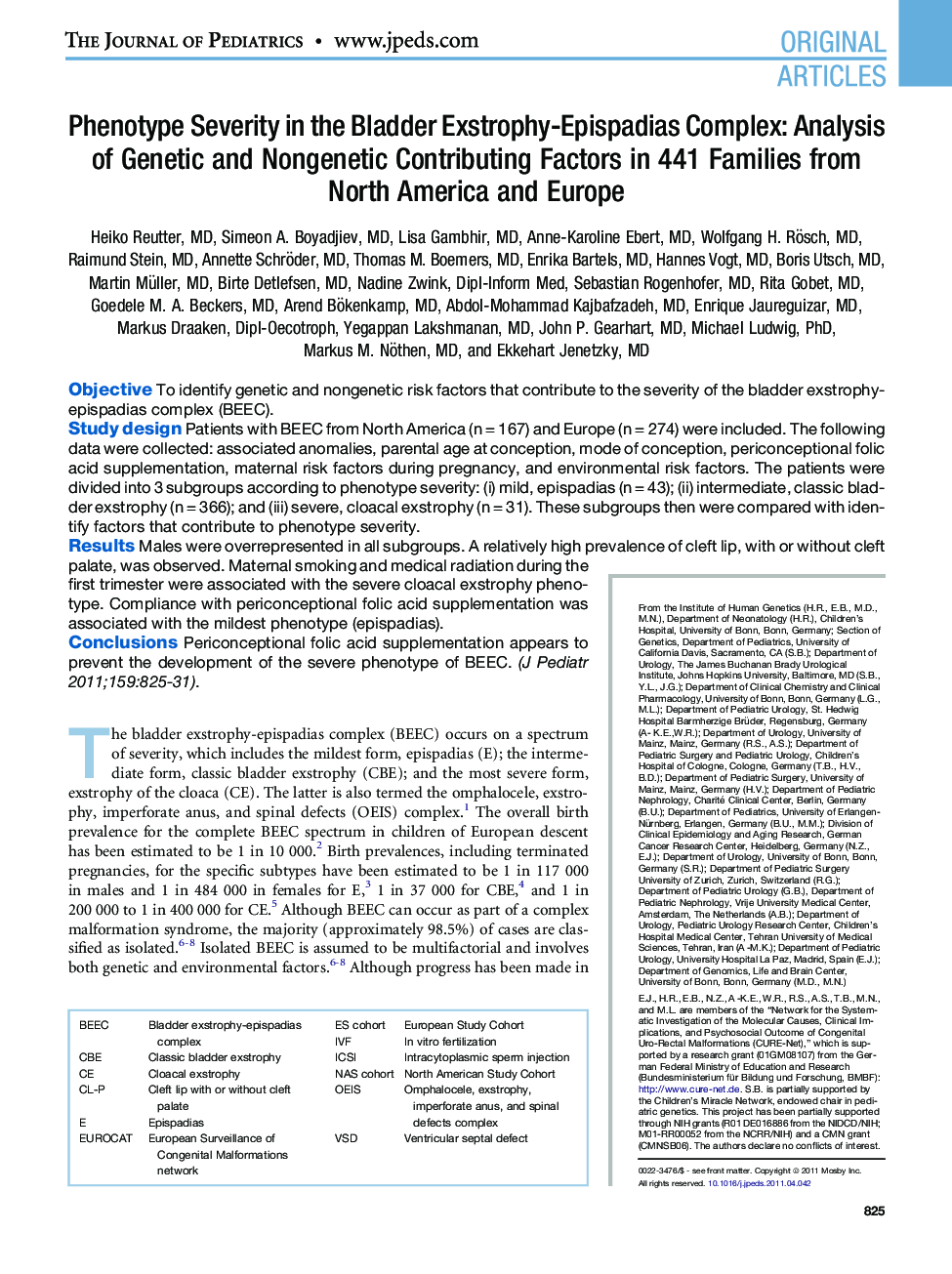 Phenotype Severity in the Bladder Exstrophy-Epispadias Complex: Analysis of Genetic and Nongenetic Contributing Factors in 441 Families from North America and Europe