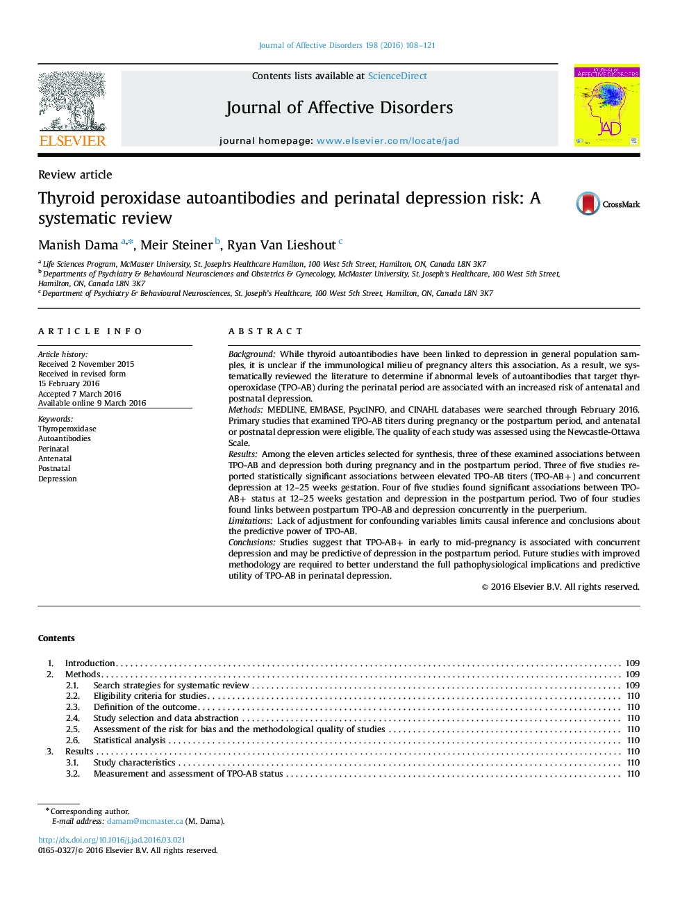 آنتی بادیهای تیروئید پراکسیداز و خطر افسردگی پرناتال: بررسی سیستماتیک 