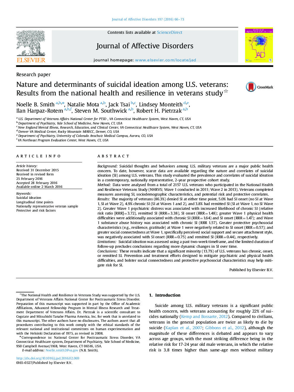 طبیعت و تعیین کننده ایده های خودکشی در میان جانبازان آمریکایی: نتایج سلامت ملی و انعطاف پذیری در مطالعات جانبازان 