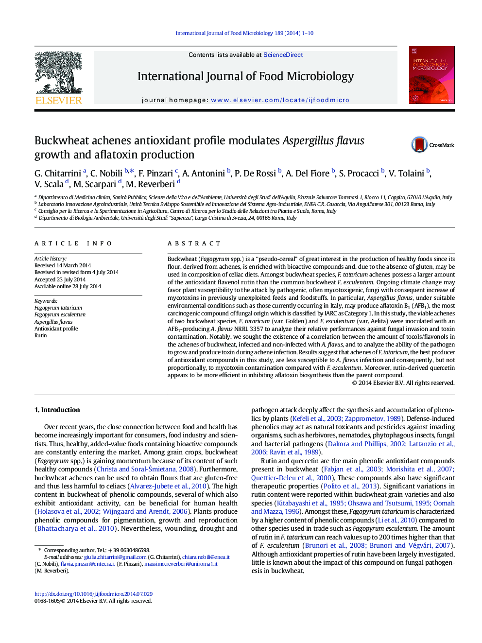 Buckwheat achenes antioxidant profile modulates Aspergillus flavus growth and aflatoxin production