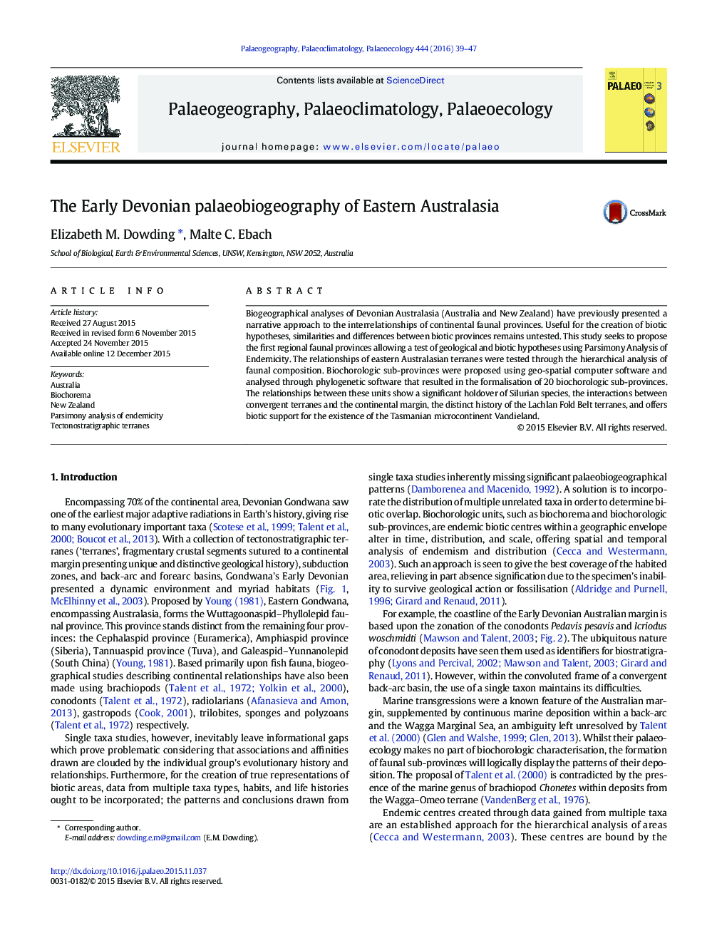 The Early Devonian palaeobiogeography of Eastern Australasia