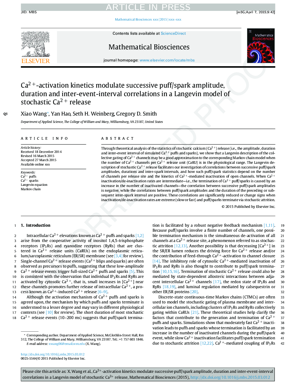 Ca2+-activation kinetics modulate successive puff/spark amplitude, duration and inter-event-interval correlations in a Langevin model of stochastic Ca2+ release