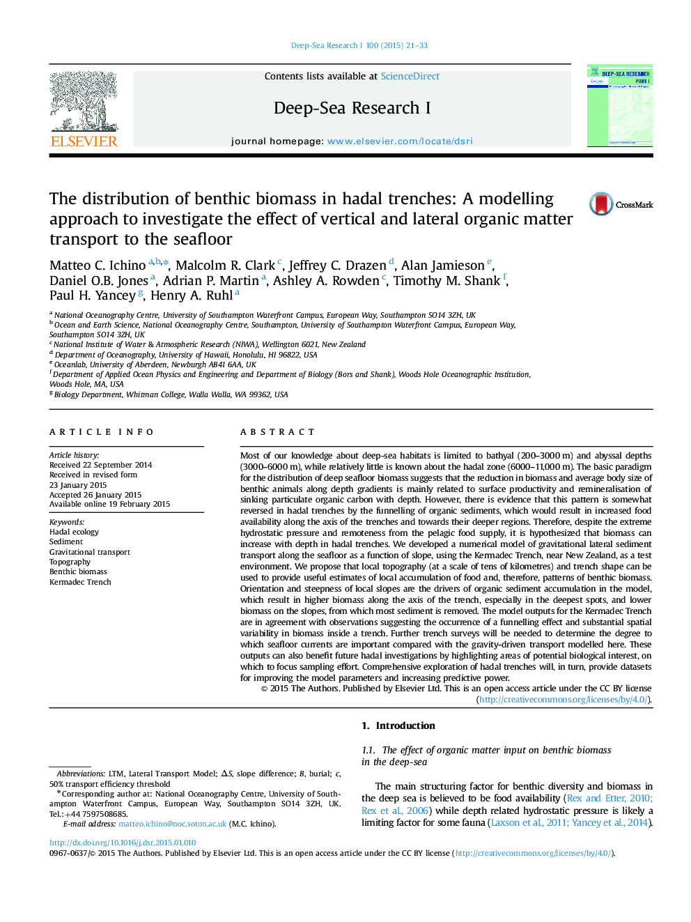 توزیع بیوماس بنتون در ترانشه هایدال: یک رویکرد مدل سازی برای بررسی اثر حمل و نقل مواد آلی عمودی و جانبی به دریاچه 