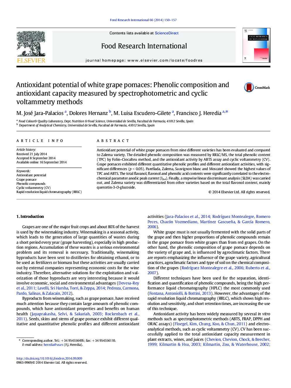 پتانسیل آنتی اکسیدانی اسانس انگور سفید: ترکیب فنل و ظرفیت آنتی اکسیدانی با استفاده از روش های اسپکتروفتومتریک و ولتامتریک چرخه ای 