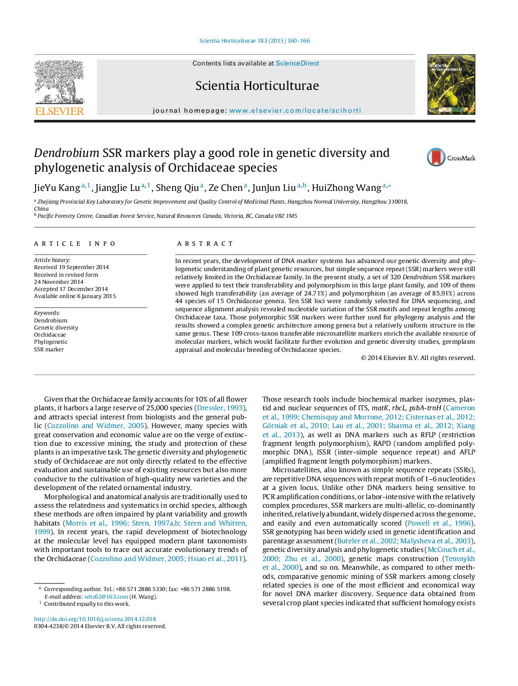 Dendrobium SSR markers play a good role in genetic diversity and phylogenetic analysis of Orchidaceae species