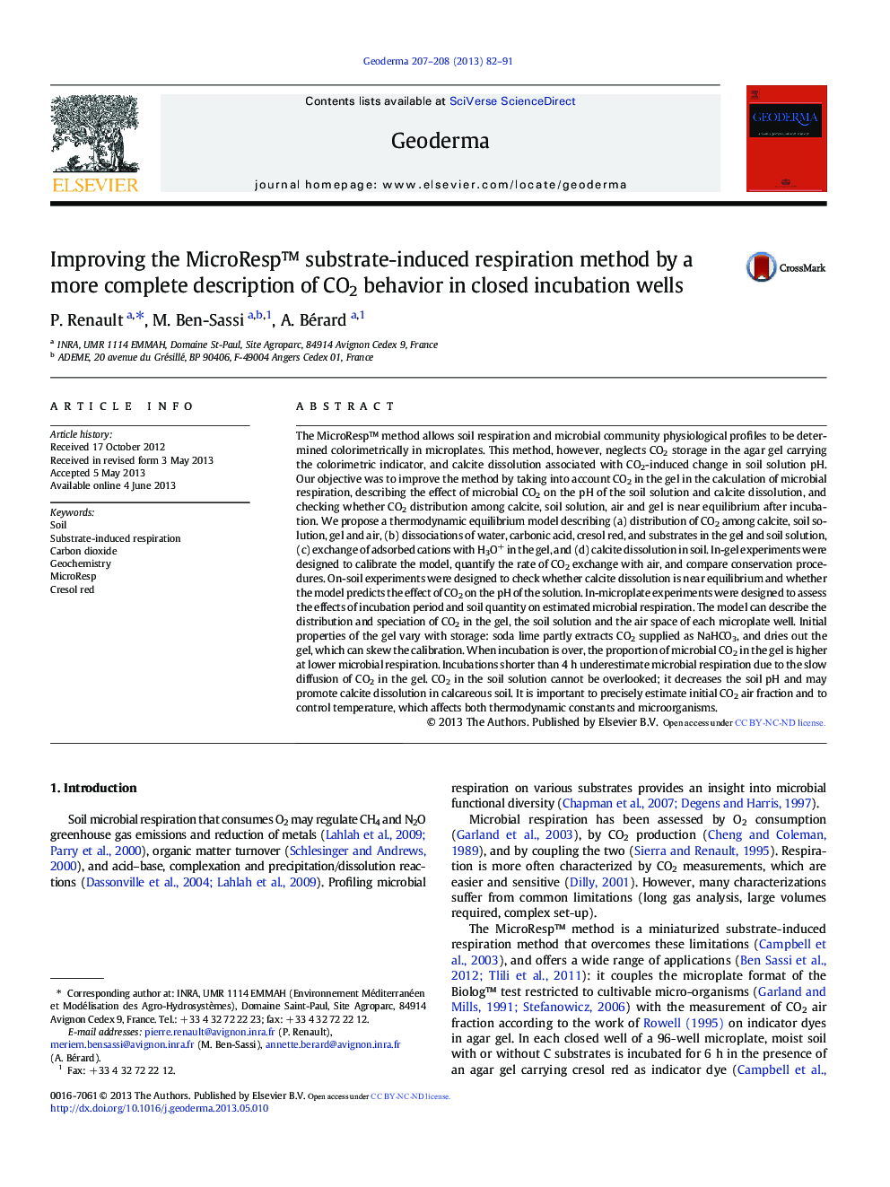 Improving the MicroRespâ¢ substrate-induced respiration method by a more complete description of CO2 behavior in closed incubation wells