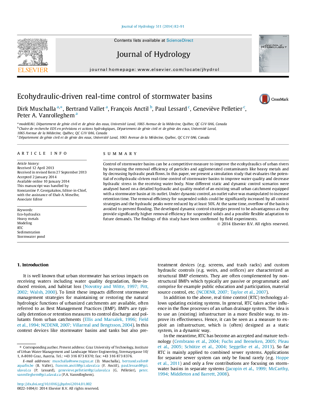 Ecohydraulic-driven real-time control of stormwater basins