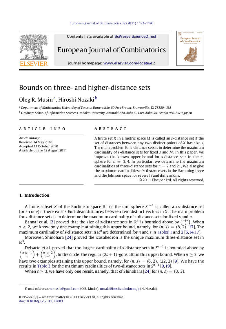 Bounds on three- and higher-distance sets