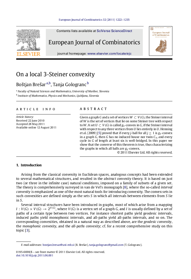 On a local 3-Steiner convexity