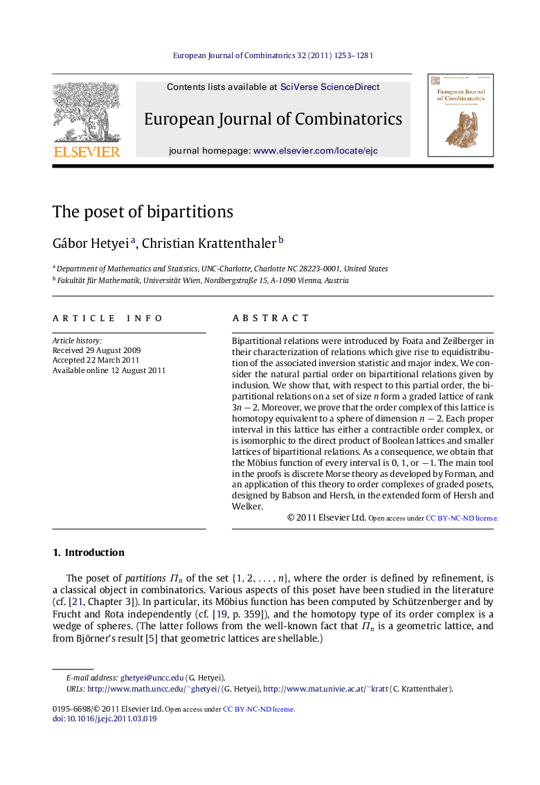 The poset of bipartitions