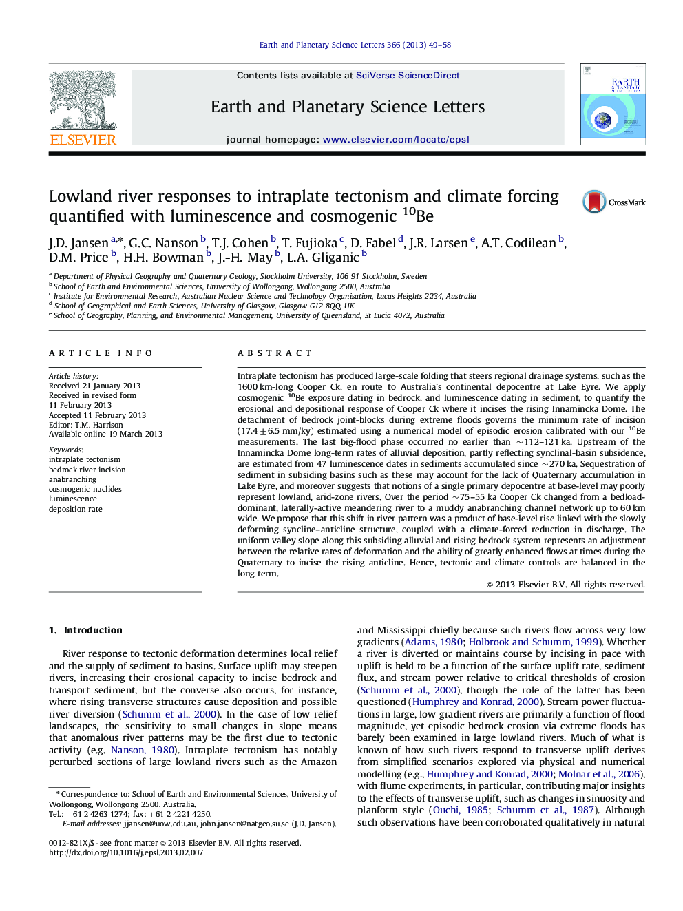 Lowland river responses to intraplate tectonism and climate forcing quantified with luminescence and cosmogenic 10Be